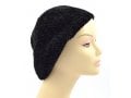 Knitted Women's Snood Beret with Inner Elastic Drawstring - Black