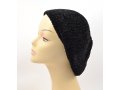 Knitted Women's Snood Beret with Inner Elastic Drawstring - Black with Silver