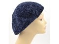 Knitted Women's Snood Beret with Inner Elastic Drawstring - Blue