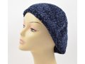 Knitted Women's Snood Beret with Inner Elastic Drawstring - Blue