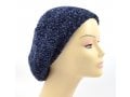 Knitted Women's Snood Beret with Inner Elastic Drawstring - Blue with Silver