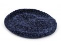 Knitted Women's Snood Beret with Inner Elastic Drawstring - Blue with Silver