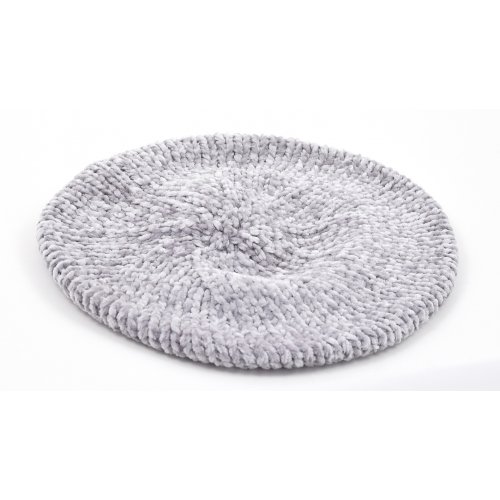Knitted Women's Snood Beret with Inner Elastic Drawstring - Gray