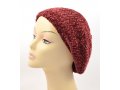 Knitted Women's Snood Beret with Inner Elastic Drawstring - Maroon with Silver