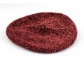 Knitted Women's Snood Beret with Inner Elastic Drawstring - Maroon with Silver