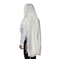 LaMenatzeach Victory Wool Tallit Non Slip Prayer Shawl - Pure White