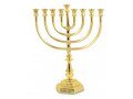 Large Gold Color Chanukah Menorah, Filigree Design Jerusalem - 16 Inches