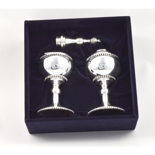 Large Sterling Silver Havdalah Set - Beaded Design