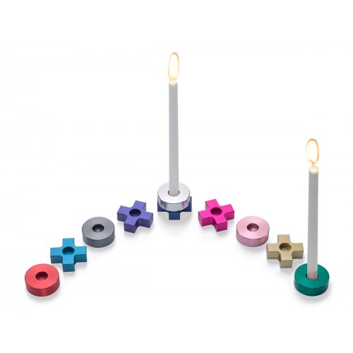 Laura Cowan, Dual Purpose Tic Tac Toe Game and Hanukkah Menorah - Multicolor