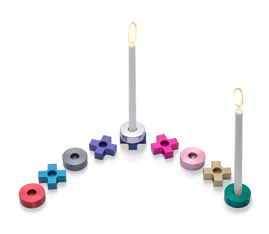 Laura Cowan, Dual Purpose Tic Tac Toe Game and Hanukkah Menorah - Multicolor