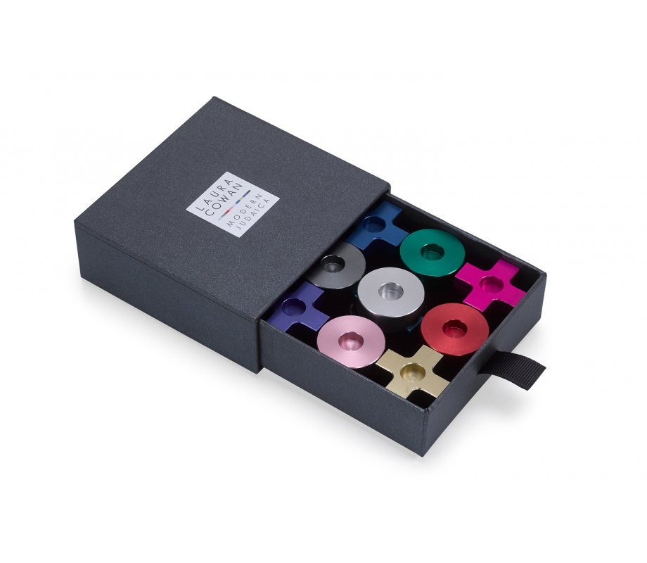 Laura Cowan, Dual Purpose Tic Tac Toe Game and Hanukkah Menorah - Multicolor