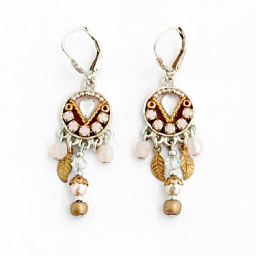 Leaf Beaded Earrings by Ester Shahaf