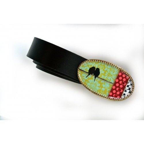 Leather Belt with Enamel Bird Buckle by Iris Design