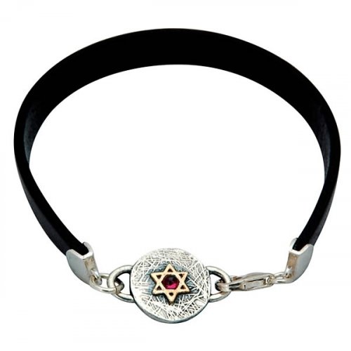 Leather Star of David Jewish Bracelet