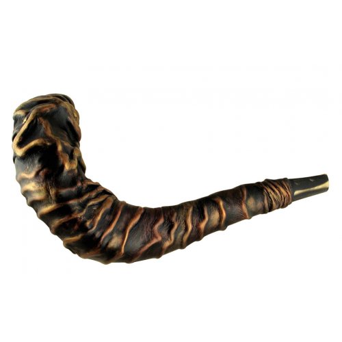 Leather-bound Ram's Horn Shofar - Star of David