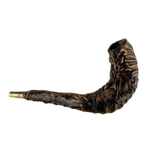 Leather-bound Ram's Horn Shofar - Star of David