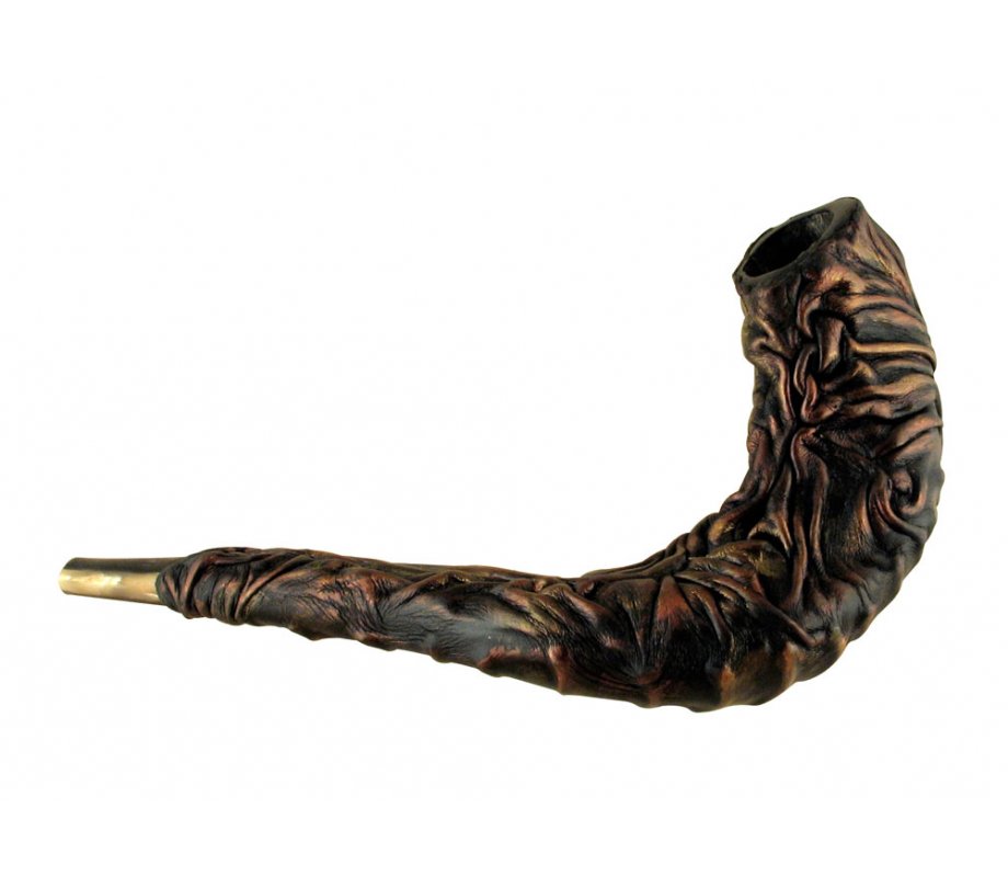 Leather-bound Ram's Horn Shofar - Star of David