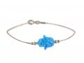 Light Blue Opal Hamsa Silver Bracelet