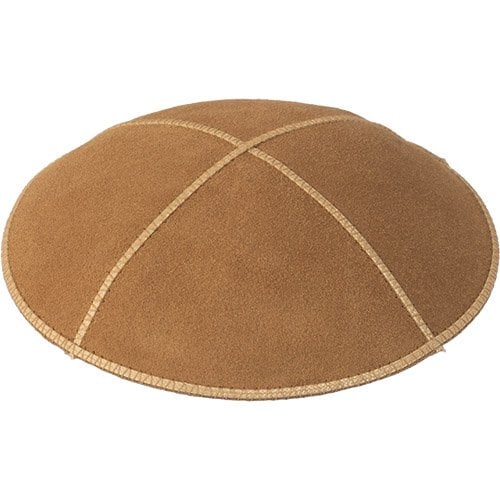 Light Brown Suede Kippah in Four Panels