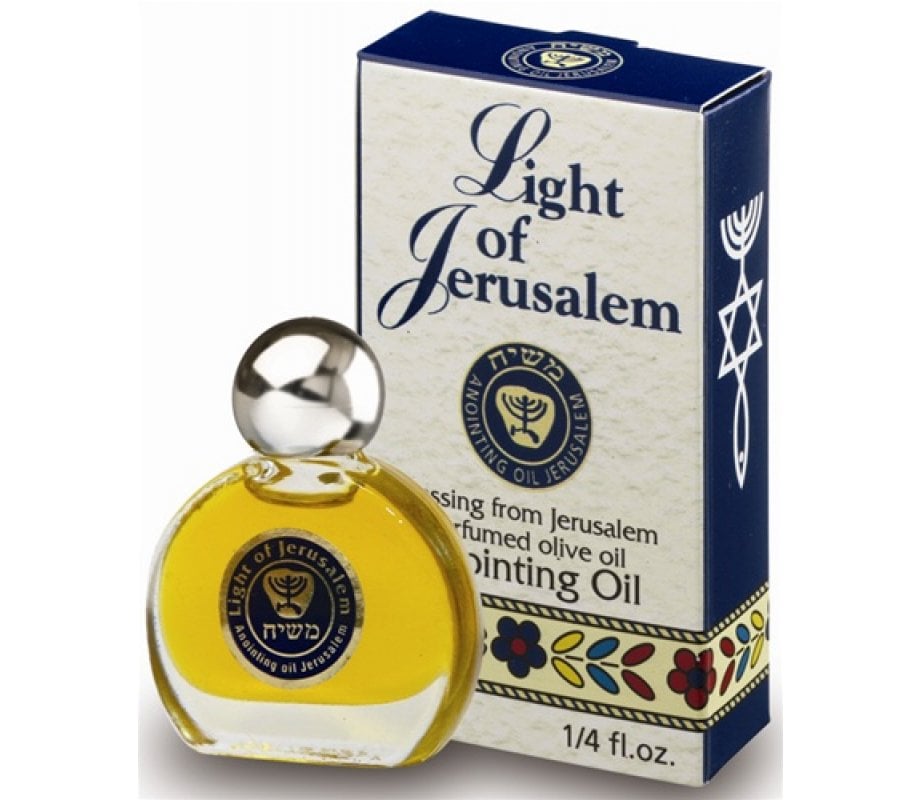 Gold Torah Light of Jerusalem Anointing Oil Bottle, Anointing Oils