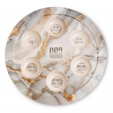 Lightweight Melamine Passover Seder Plate - Veined Marble Effect