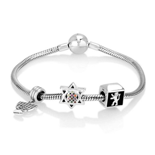 Lion of Judah, Star of David and Menorah Charm Bracelet