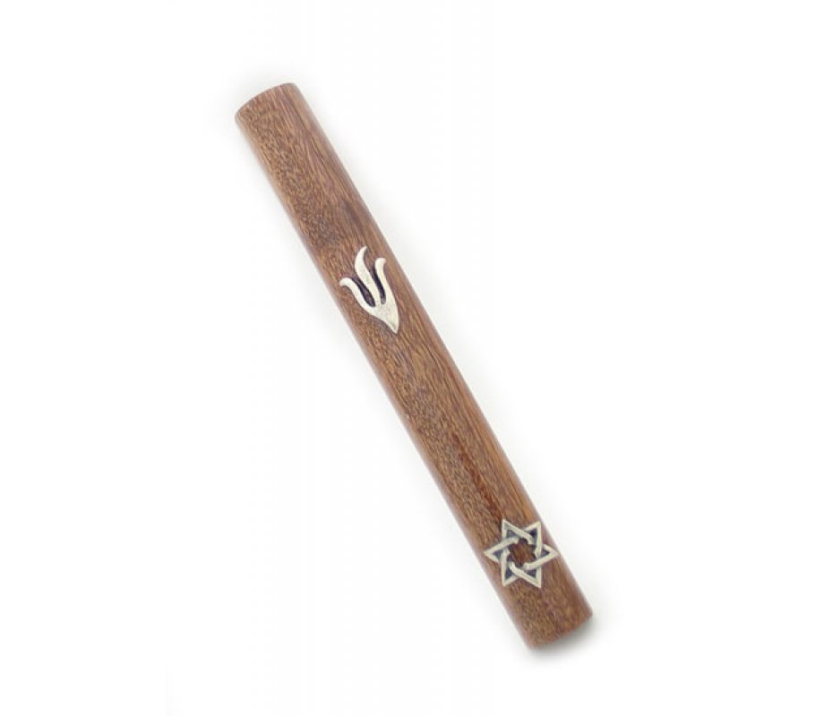 Mahogany Magen David Mezuzah
