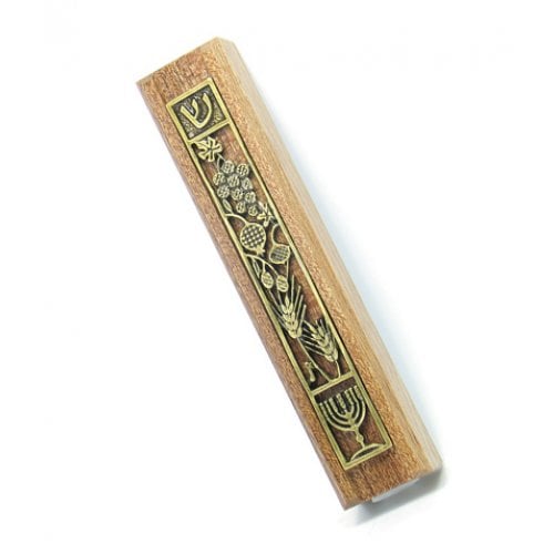 Mahogany Seven Species Mezuzah