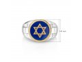 Man's Sterling Silver and Gold Plated Ring with Star of David on Blue Enamel