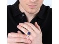 Man's Sterling Silver and Gold Plated Ring with Star of David on Blue Enamel