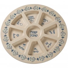 Melamine Rosh Hashanah Plate for Simanim - Blue