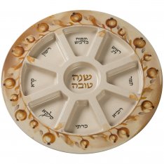Melamine Rosh Hashanah Plate for Simanim - Earth Tones
