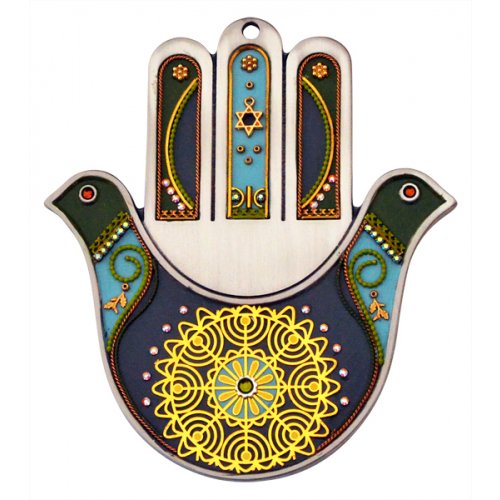 Menorah design Pewter Hamsa by Ester Shahaf