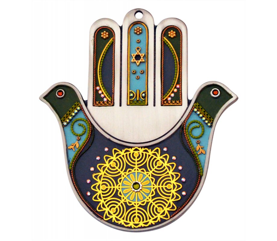 Menorah design Pewter Hamsa by Ester Shahaf