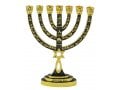 Messianic Seal Gold Tone Seven Branch Menorah Grafted Star of David - Green