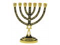 Messianic Seal Gold Tone Seven Branch Menorah Grafted Star of David - Green