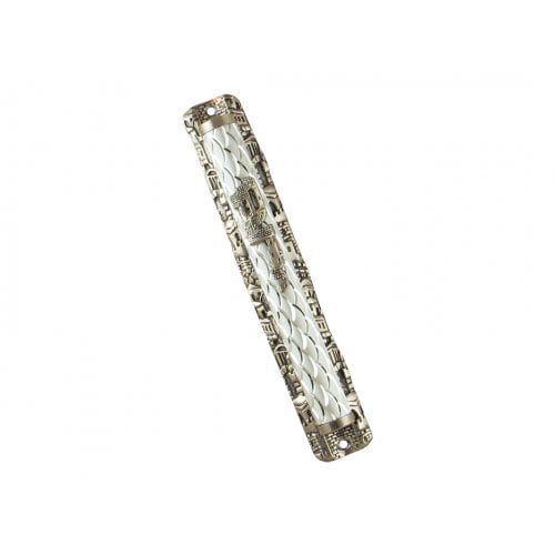 Metal Mezuzah Case with Diamond Design and Jerusalem Images Frame