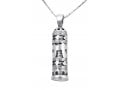 Mezuzah Necklace Hebrew Chai Pendant Sign of Life in Sterling Silver