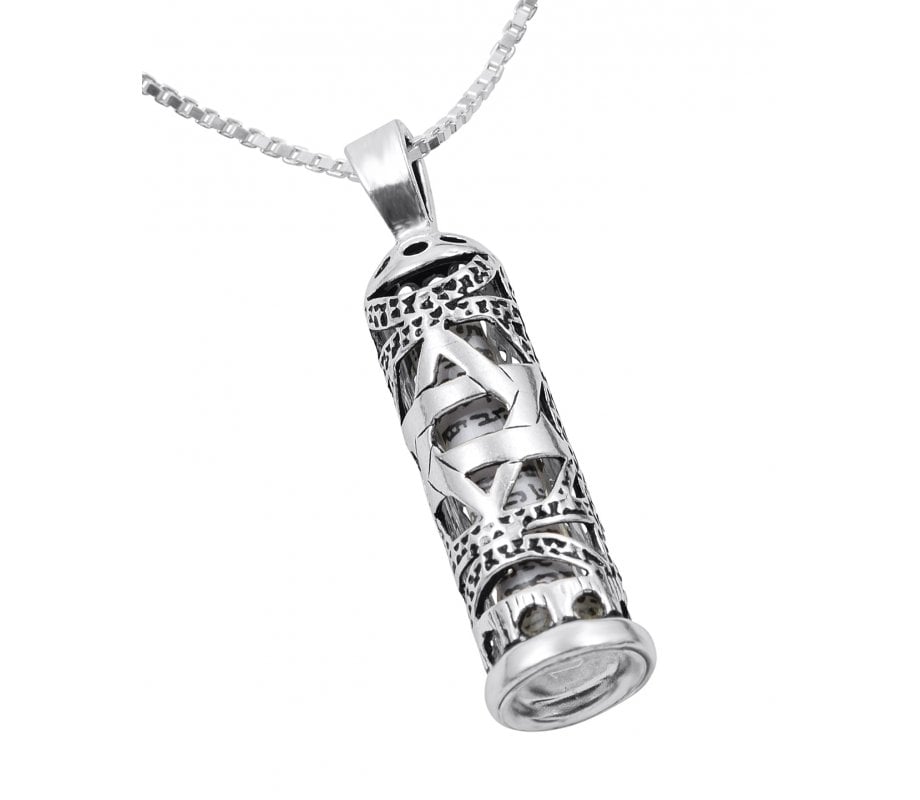 3 pieces Sterling Silver 925 Cut Out Chai Symbol MEZUZAH Pendant and BOX Chain Necklaces Lot Free Shipping. Scroll included Real Silver