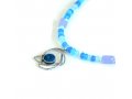 Michal Kirat Blue Crystal Necklace with Roman Glass in Silver Bird Pendant