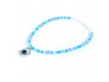 Michal Kirat Blue Crystal Necklace with Roman Glass in Silver Bird Pendant