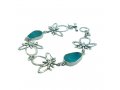 Michal Kirat Bracelet, Hammered Sterling Silver Flowers with Roman Glass Dewdrops