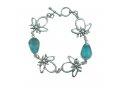 Michal Kirat Bracelet, Hammered Sterling Silver Flowers with Roman Glass Dewdrops