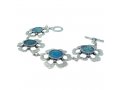 Michal Kirat Bracelet with Roman Glass Set in Hammered Sterling Silver Flowers