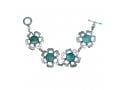 Michal Kirat Bracelet with Roman Glass Set in Hammered Sterling Silver Flowers