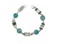 Michal Kirat Sterling Silver Bracelet with Circular Roman glass Decorative Discs
