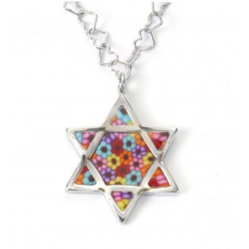 Millefiori Thousand-Flowers Star of David Pendant