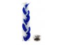 Mini Two in One, Braided Blue and White Havdalah Candle with Small Spice Box