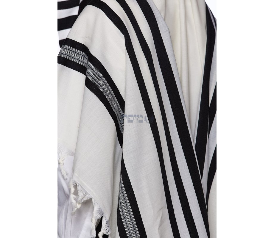 Modim Classic Wool Tallit Prayer Shawl - Black Stripes