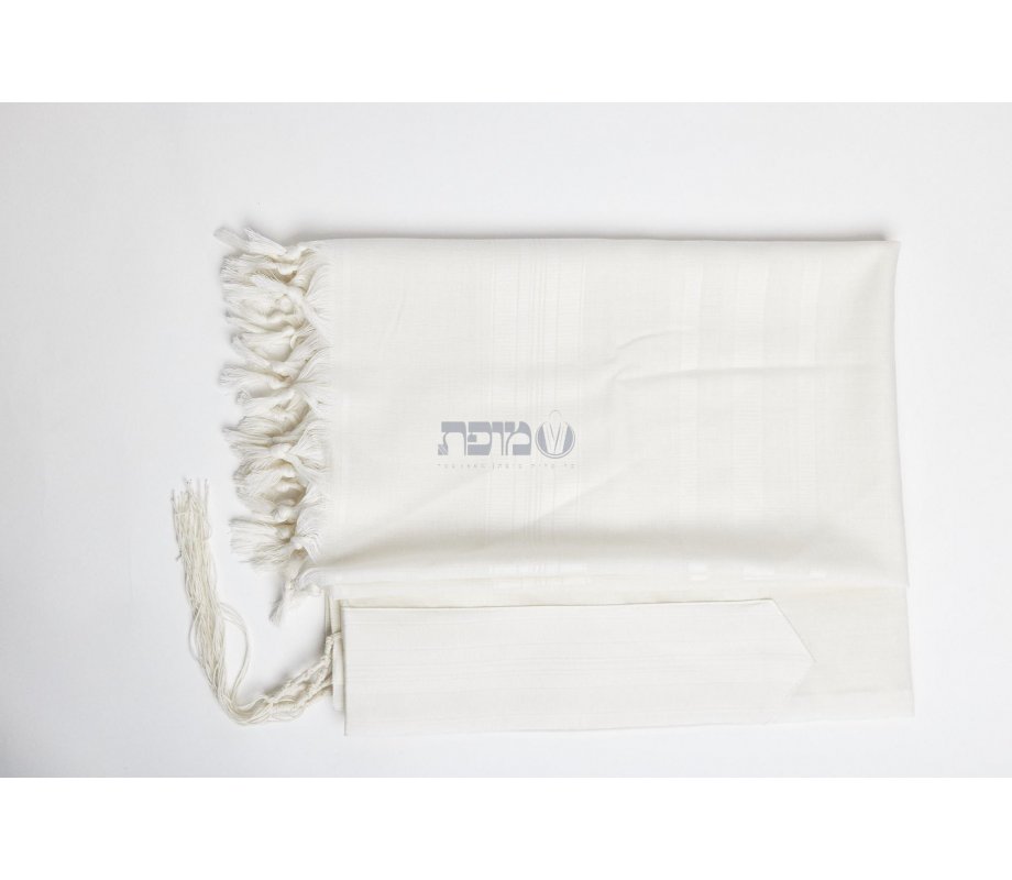 Modim Classic Wool Tallit Prayer Shawl - Pure White